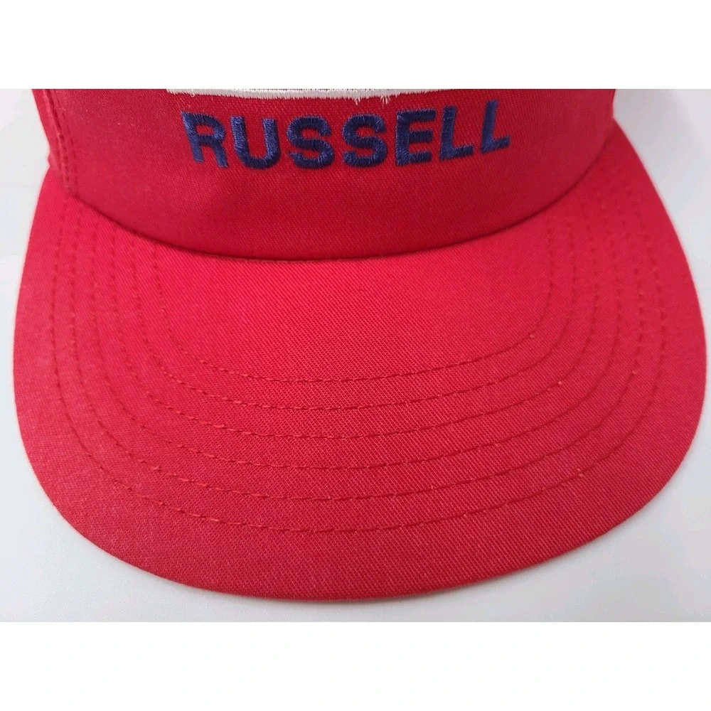 Vintage Budweiser Team Russell Snapback Hat Cap Bud Beer 80s Men Made in USA Red